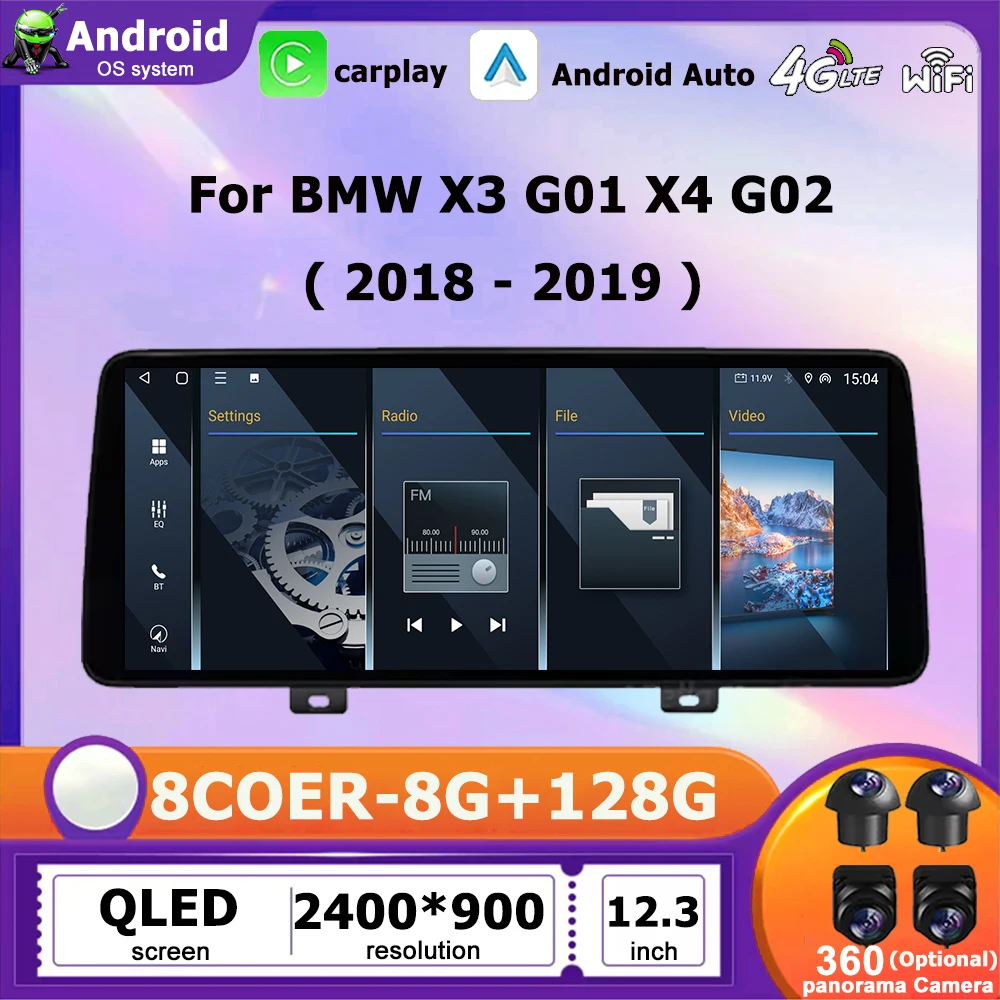 Android 16 Car Video Multimedia 12.3 inch for BMW X3 G01 X4 G02 2018-2019 Player GPS Navigation WiFi BT Touch Screen Auto Tools