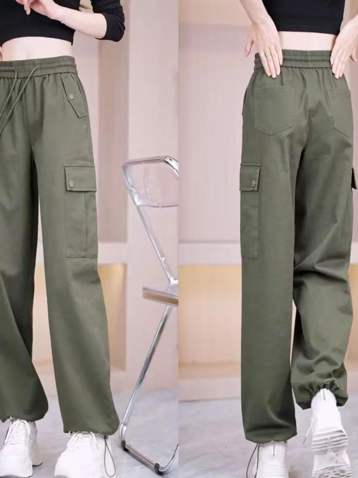 Calças de Trabalho Thiened Fce para Mulheres, Calças Casuais Esportivas, Novidade de Primavera e Outono, Grande Tamanho, Com Punhos, Versáteis