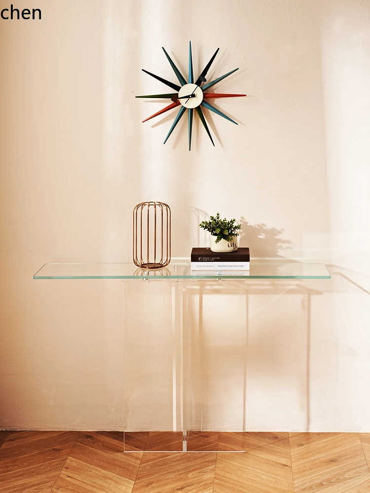 HT simple glass entrance table aisle long narrow table entrance door acrylic table foot corridor home decor