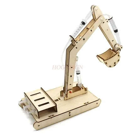 physical Wooden hydraulic excavator model scientific experiment small production children's wooden handmade toy material