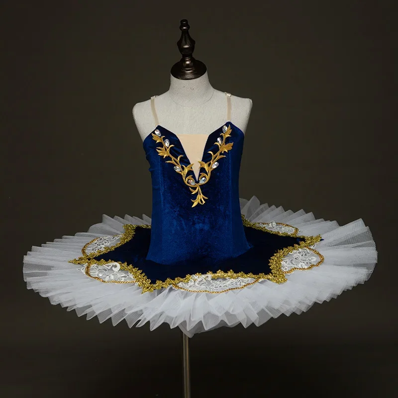 Personalização azul tutu profissional para crianças, trajes do Lago dos Cisnes, panqueca tutu, vestido de bailarina, balé tutu para meninas, high-end