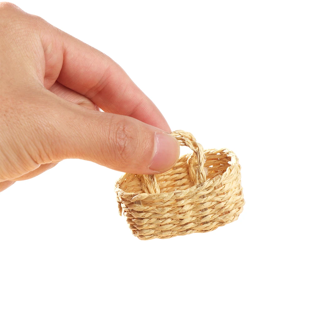 Mini Dolls Accessories Hand-woven Storage Basket Dollhouse Furniture Iron Frame Vegetable Food