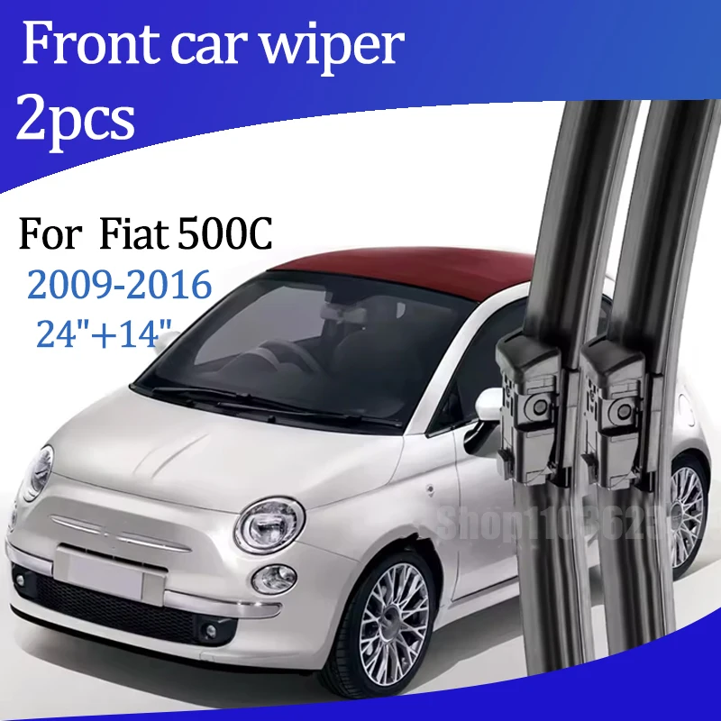 

For Fiat 500C 2009-2016 2010 2011 2012 2013 Wiper Front Wiper Blades Windshield Windscreen Window Brush 24"+14" Car Accessories