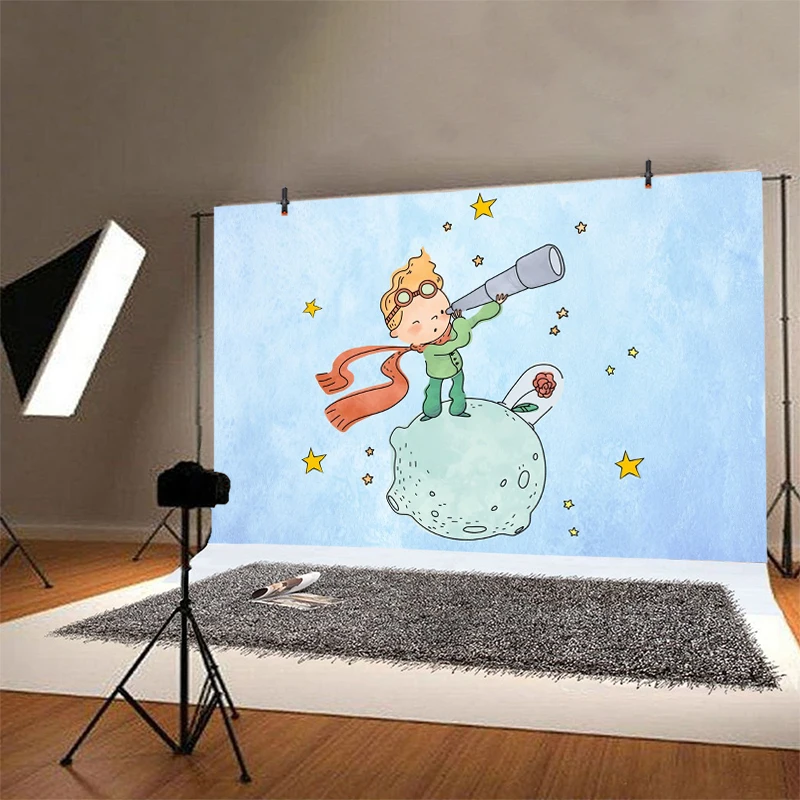 Little Prince Backdrop Telescopio Happy Birthday Party Baby Shower 1st Photography Background Photo Banner Decoration