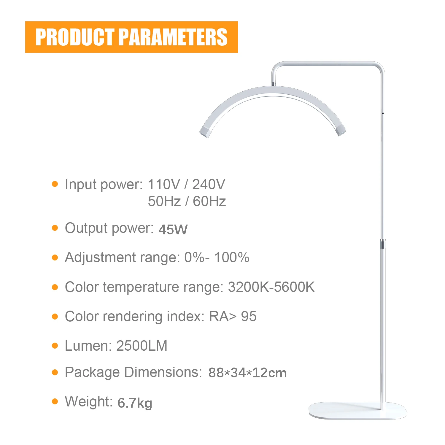 Fosoto LED Half-Moon Shaped Light Led Video Lash Light Floor Stand Beauty Eyelash Tattoo Makeup