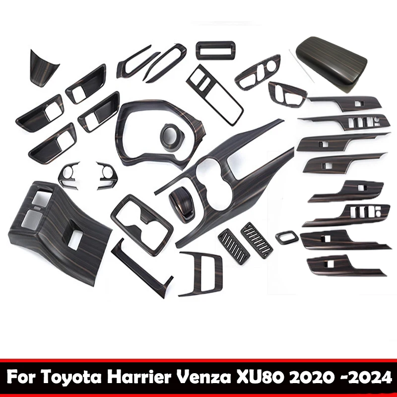 

L/RHD For Toyota Harrier Venza XU80 2020-2024 ABS wood Gear Shift Panel window switch Shift Knob Steering Wheel air vent cover