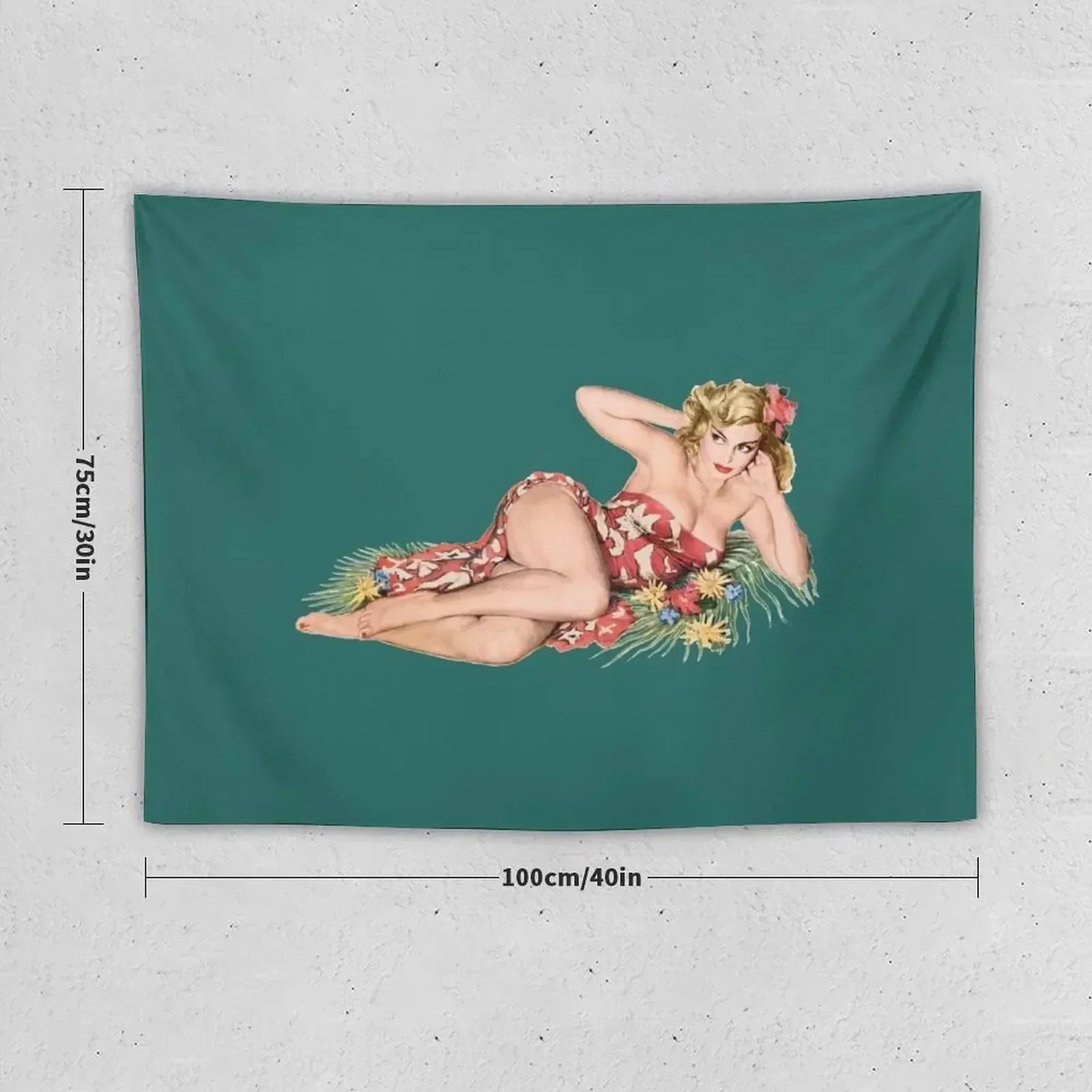 pinup girl pretty blonde with hibiscus flowers Tapestry Aesthetics For Room Home Decorations Room Aesthetic Tapestry