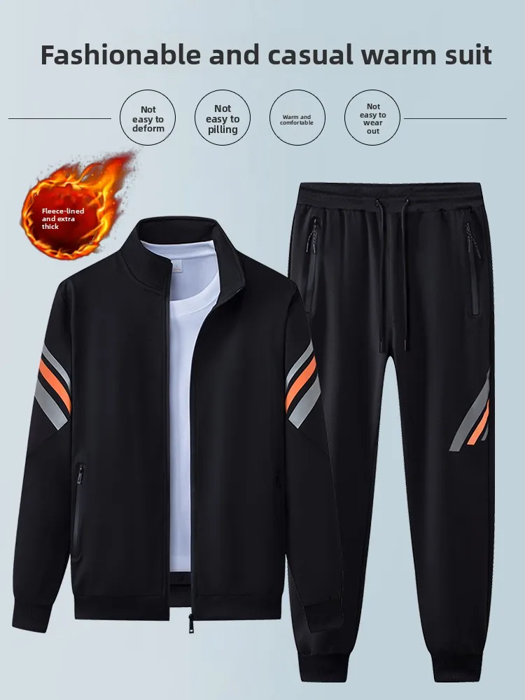 

Men's Spor Casual Outfit Autumn Winter New Loose Sweatirt with a Set of Comfortable Long Pants Cardigan Sle Polyester F...