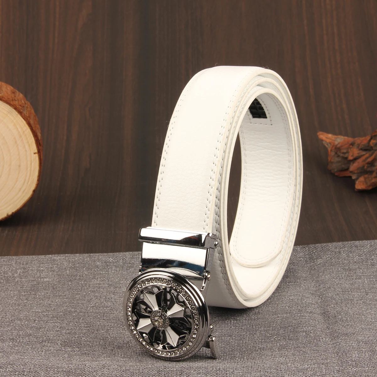 クロコダイル柄ビジネスメンズベルトファッションダイヤモンド自動バックルカジュアルフェイクレザーベルト男性用