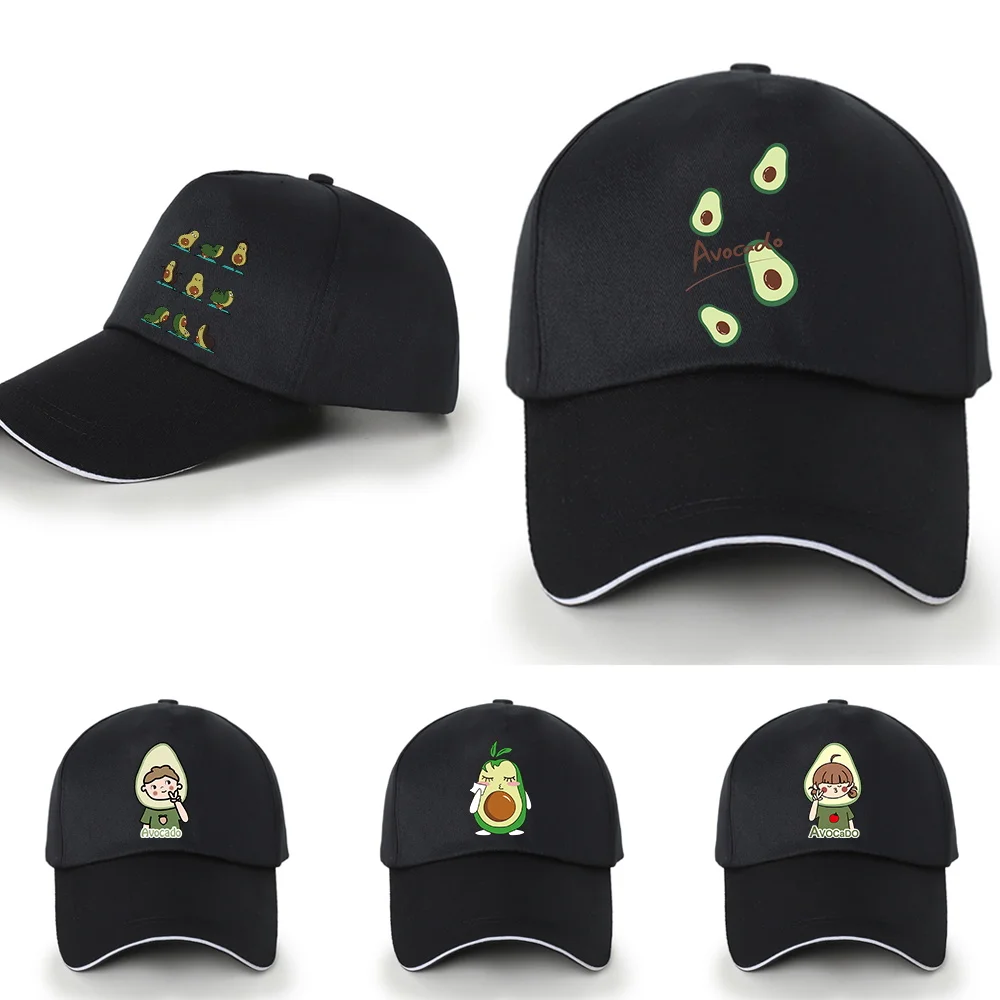 Unisex Baseball Caps Outdoor UV Protection Sun Hat Sport Hip Hop Snapback Cap Summer Golf Hats for Men Black Cap Avocado Pattern