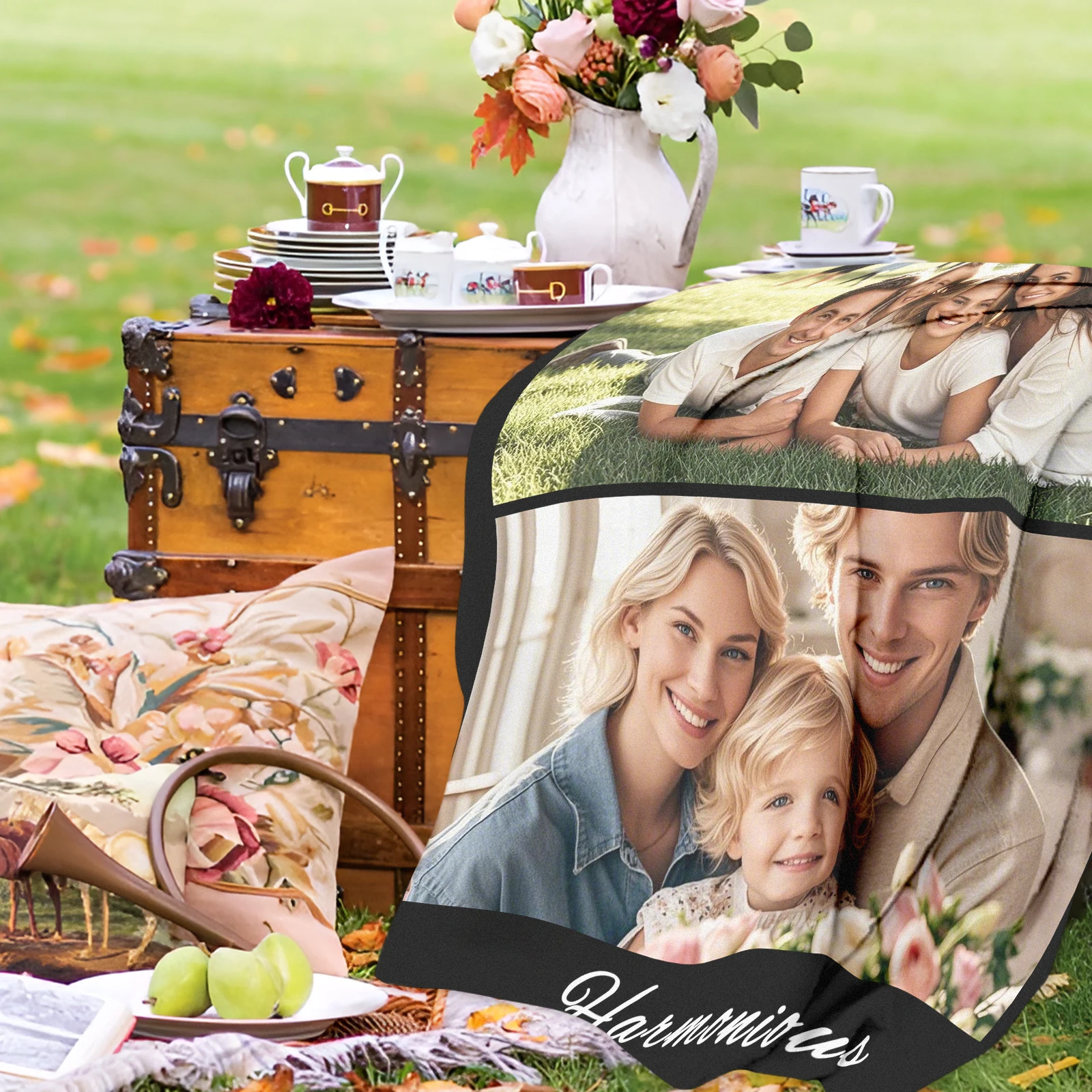 Customized Blanket for Warm and Harmonious Family Photo Record Happy Family Moments Home Decoration Sofa Bedroom Camping Use