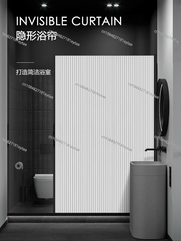 Invisible Shower Curtain Suit Punch-Free Bathroom Water-Repellent Cloth Mildew-Proof Bathroom Folding Curtain