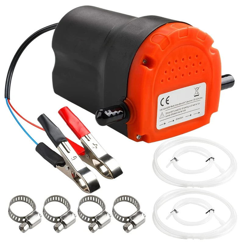 Extractor de bomba de aceite eléctrica, 12V, 80W, succión de fluido, transferencia de aceite con tubo, para barco, coche, motocicleta, ATV