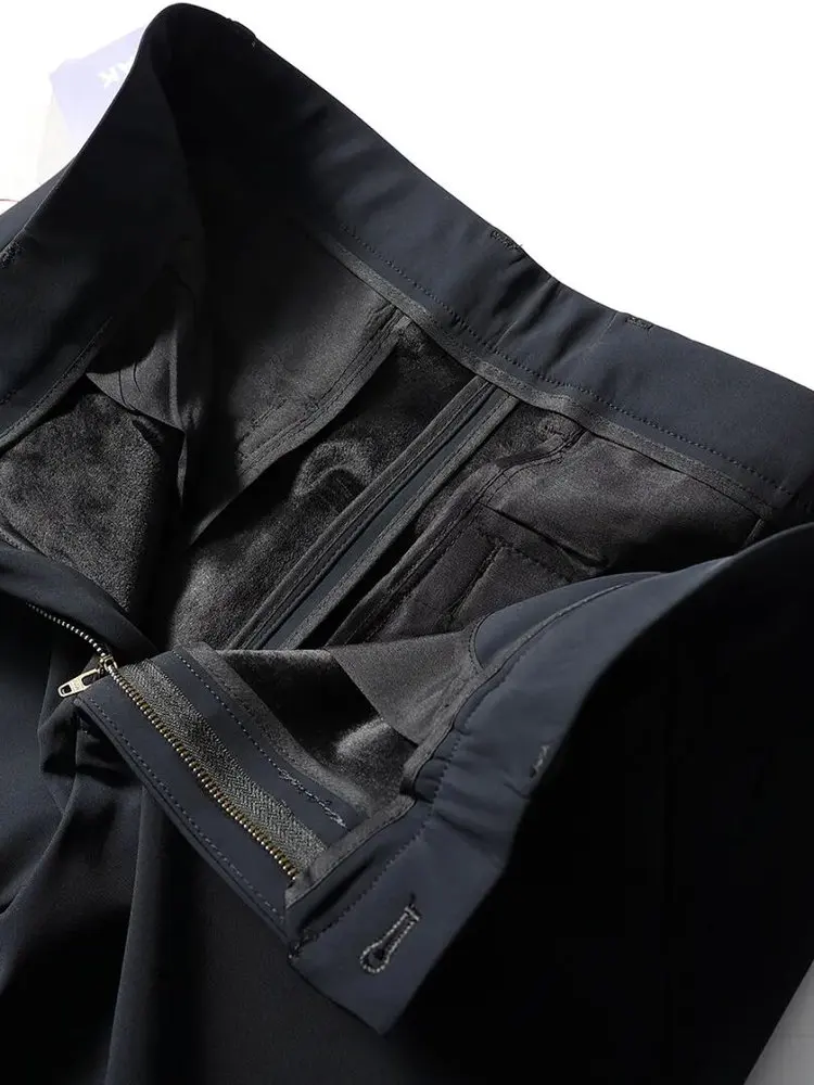 Hochwertige, leichte, mit Fce gefütterte Freizeithose mit geradem Bein für Herren, Herbst und Winter, reine Farbe, warm, bequem, Freizeit...