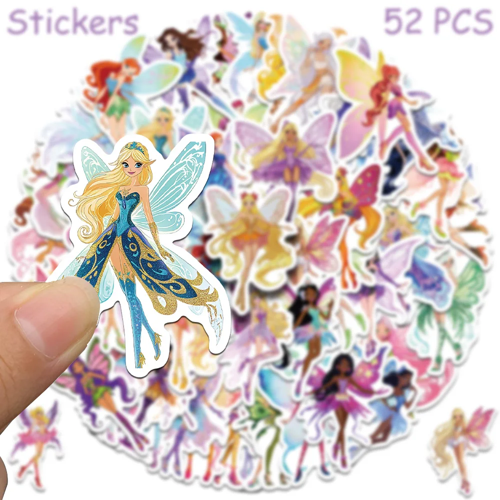 52 個漫画かわいい花妖精ステッカーデカール電話ラップトップスクラップブックスーツケースヘルメット DIY 落書き美的ステッカー