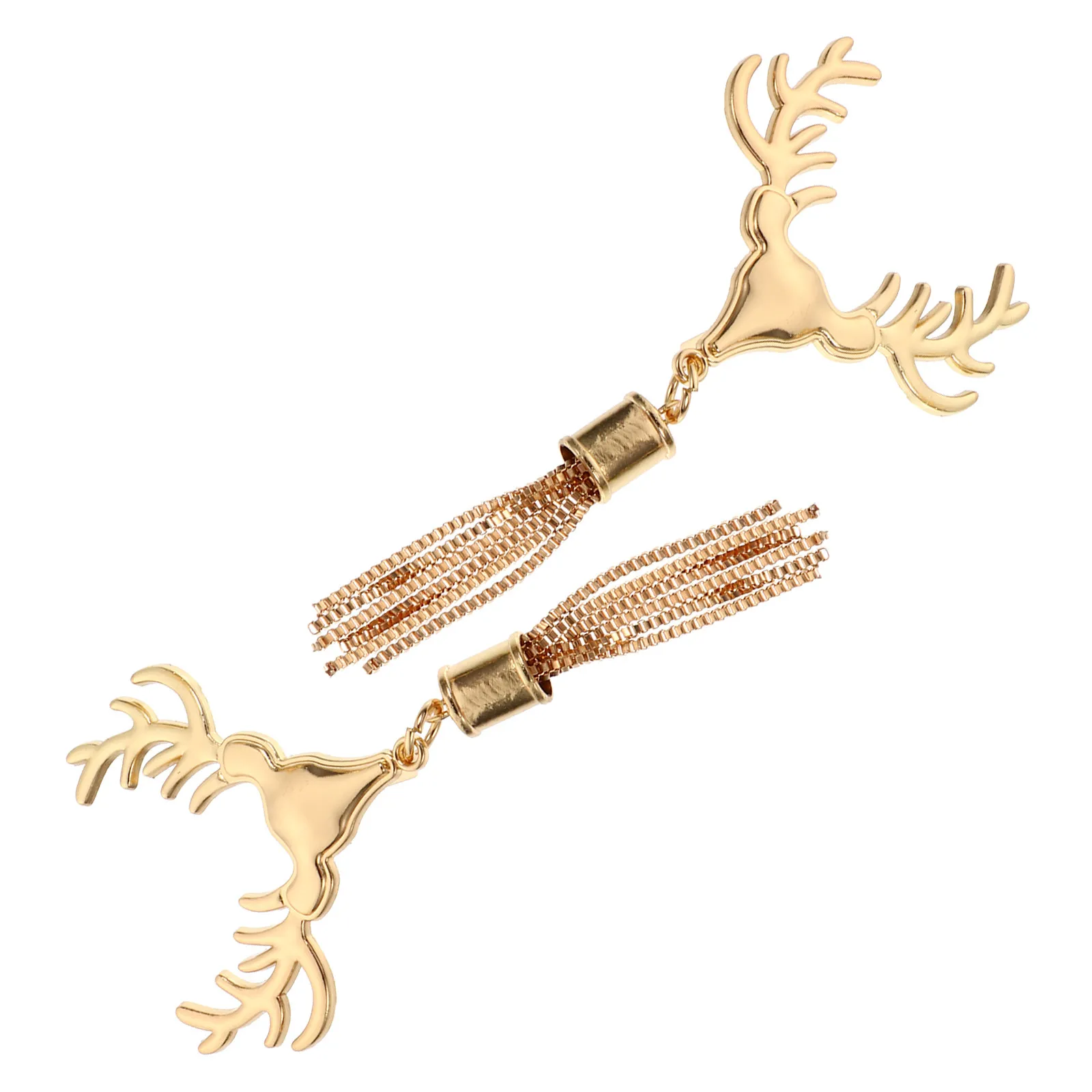 

2pcs Deer Head Bag Buckles Tassel Pendants Shallow Gold Durable Creative All Match Easy Fix Accessories Jewelry Parts