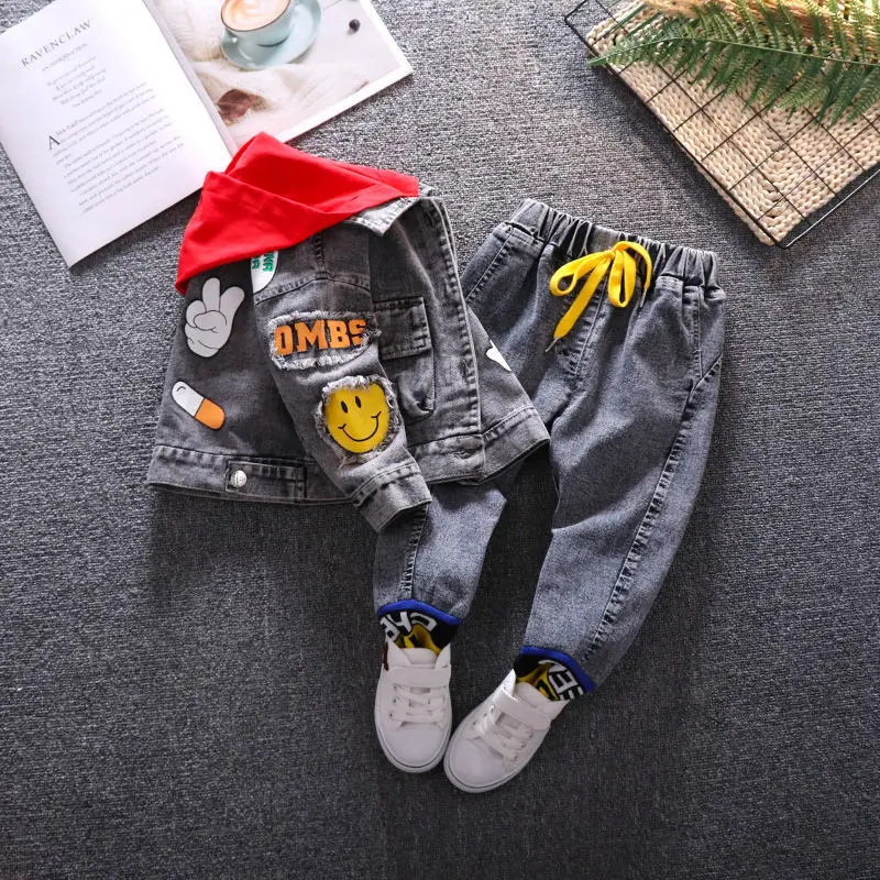 Boys Spring Clothes Suit Handsome Children Denim Two-Piece Suit Western Style Baby Baby Spring and Autumn Clothes