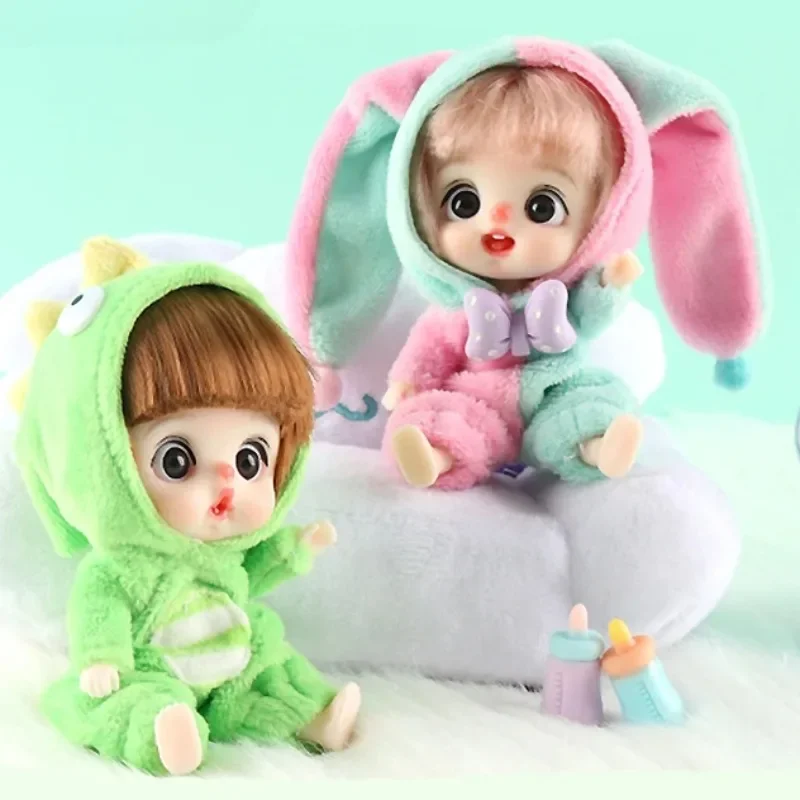 12cm Cute Mini Doll Animal Sleepwear Series Educational Toys DIY Dress Up Joints Dolls Birthday Gifts 3D Eyes