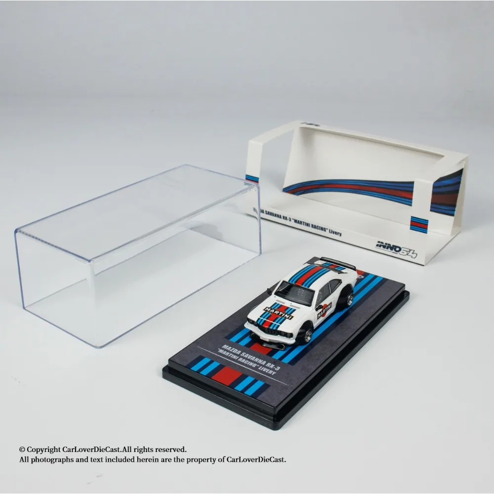 INNO 1:64 MAZDA SAVANNA RX3 MARTINI RACING Livery Alloy Diecast Car Model