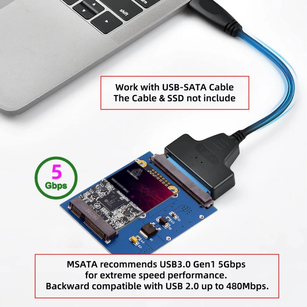 M.2 MSATA 50Pin 3050 SSD 5x3cm to 2.5