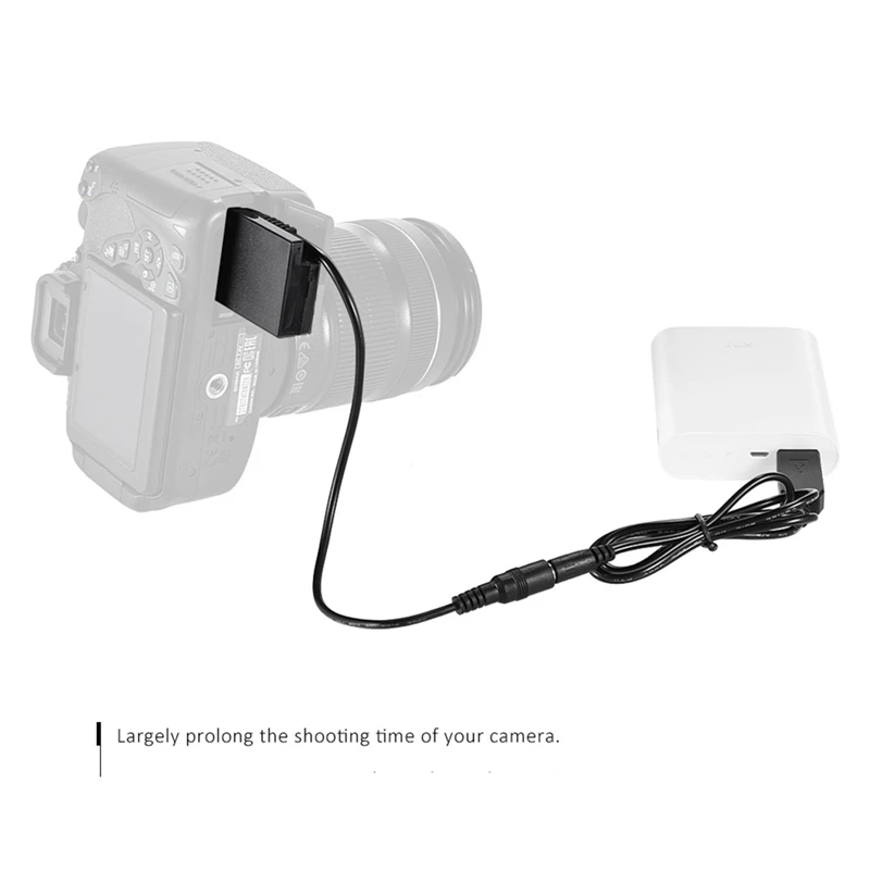 -E8 Dummy Battery with DC Power Bank USB Adapter Cable Replacement for LP-E8 for 550D 650D 700D DSLR Cam-ABVP