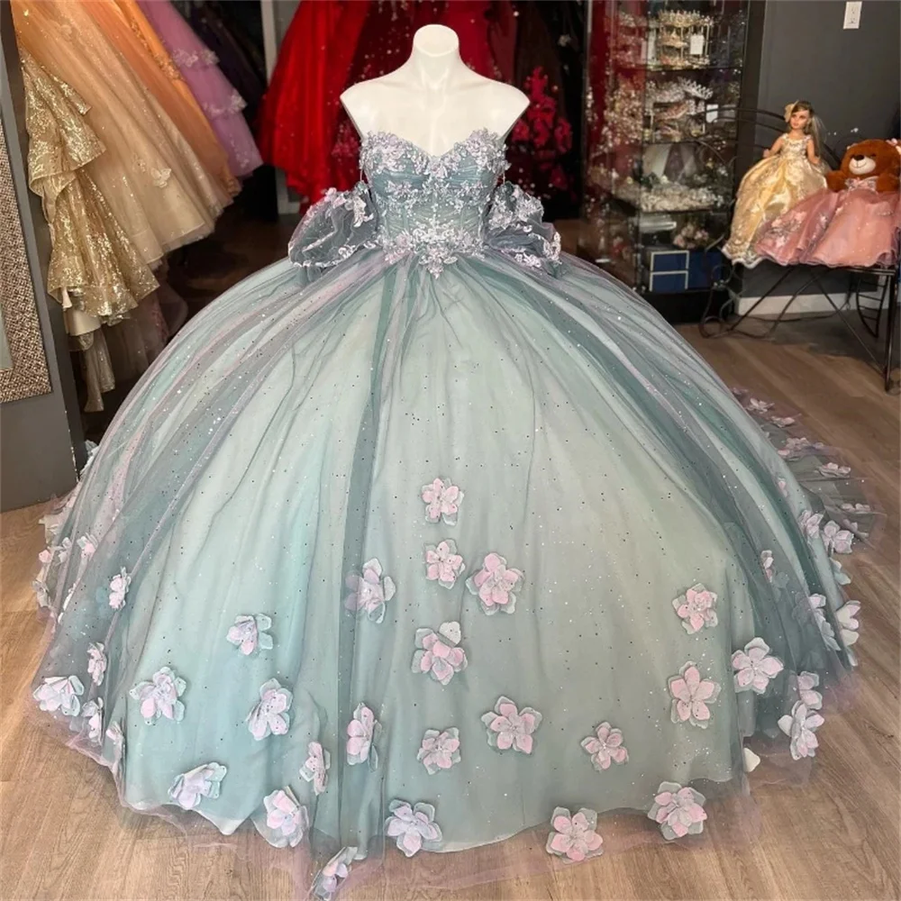 Robe de Quinceanera brillante chérie élégante pour filles, robe de Rhde fête, perles de fleurs, Sweet 16, Off The Initiated