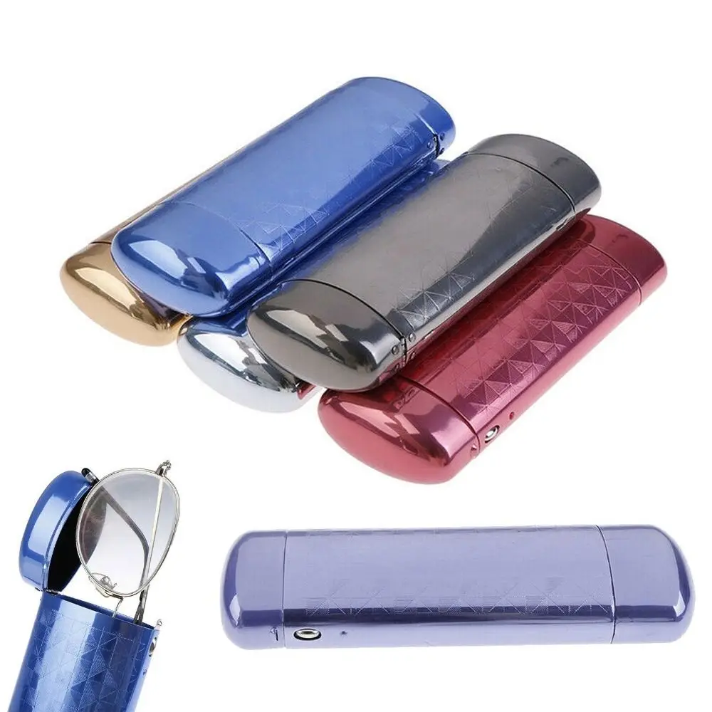 Vintage Hard Metal Glasses Box Superior Aluminum Metal Glasses Holder Portable Capsule Flip Eyeglasses Case