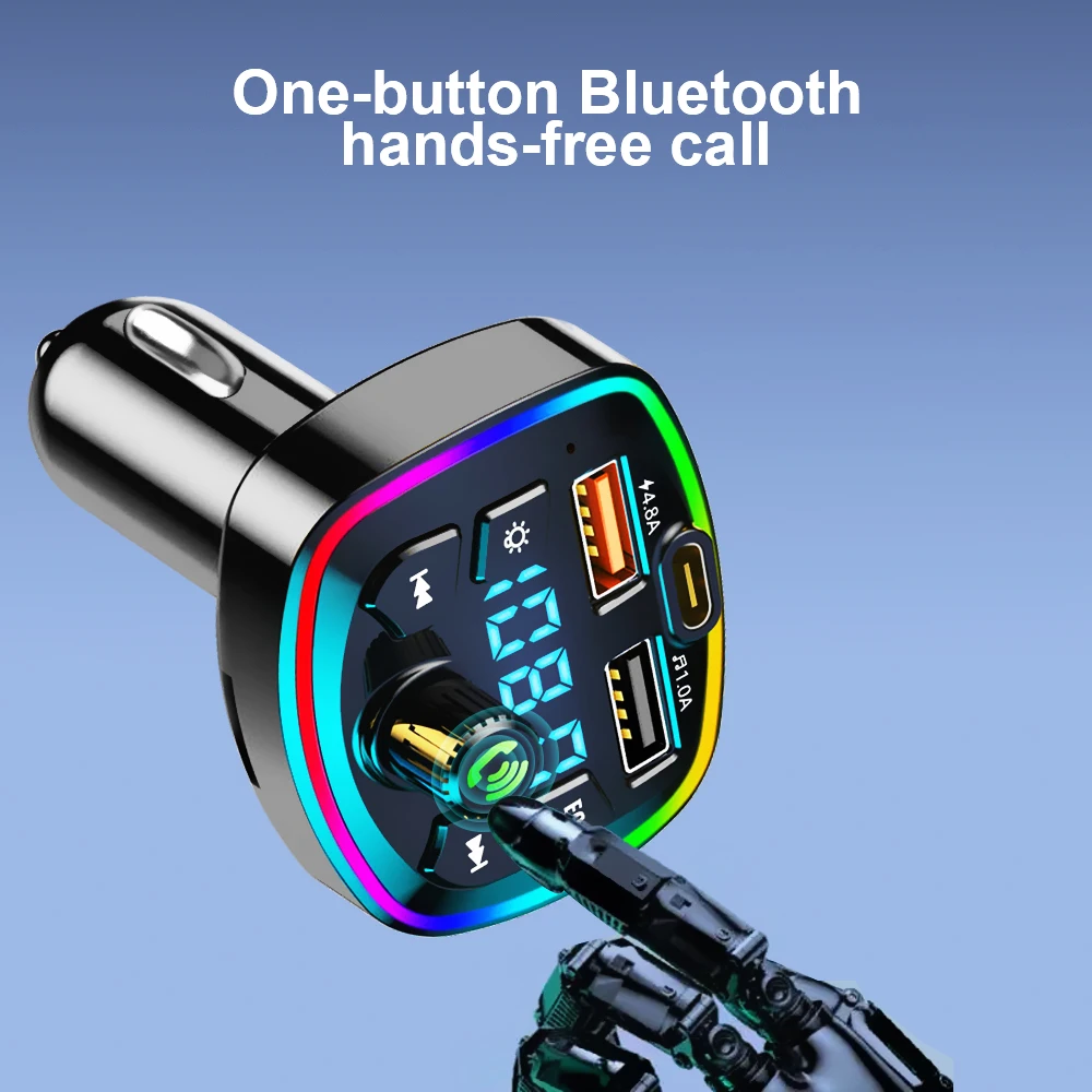 Quick Charger 20W Mp3 True Bluetooth Car Charger Car FM Transmitter Bluetooth Hands Free 4.8A Dual USB Port PD Charging Q7