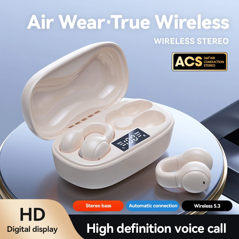 New type of wireless Bluetooth headset, non-in-ear HIFI clip-on soft silicone headset, comfortable to wear, long battery life