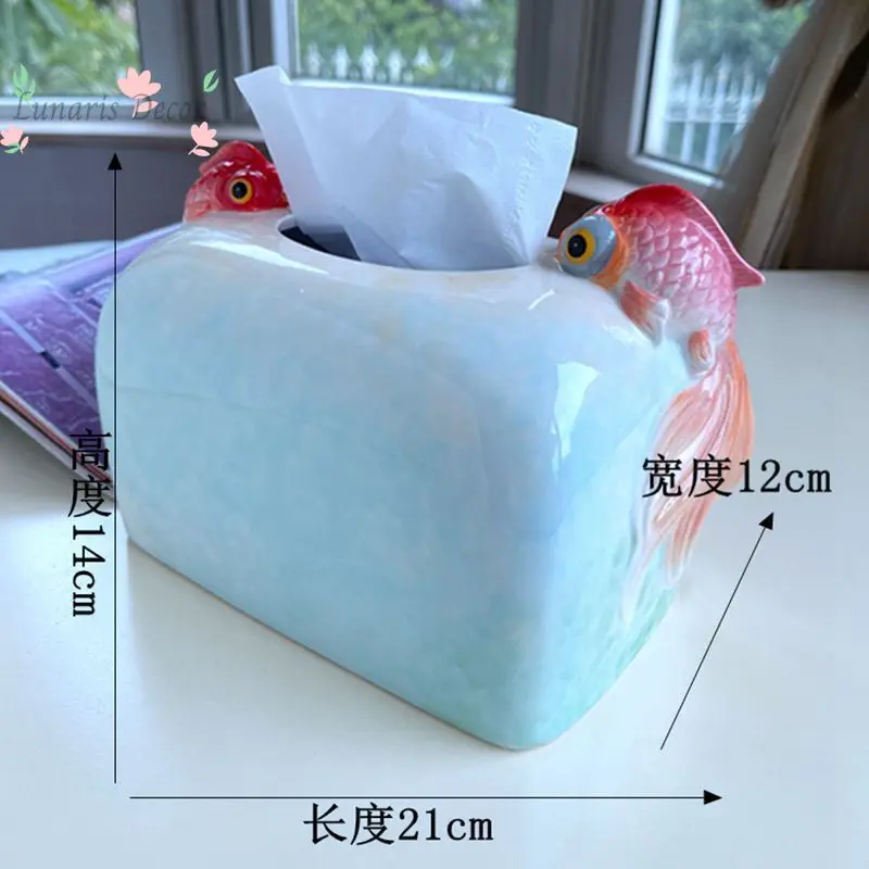 Every year, there are fish ceramic tissue boxes for storage, paper draws, dining table ornaments, paper boxes, decorative pape
