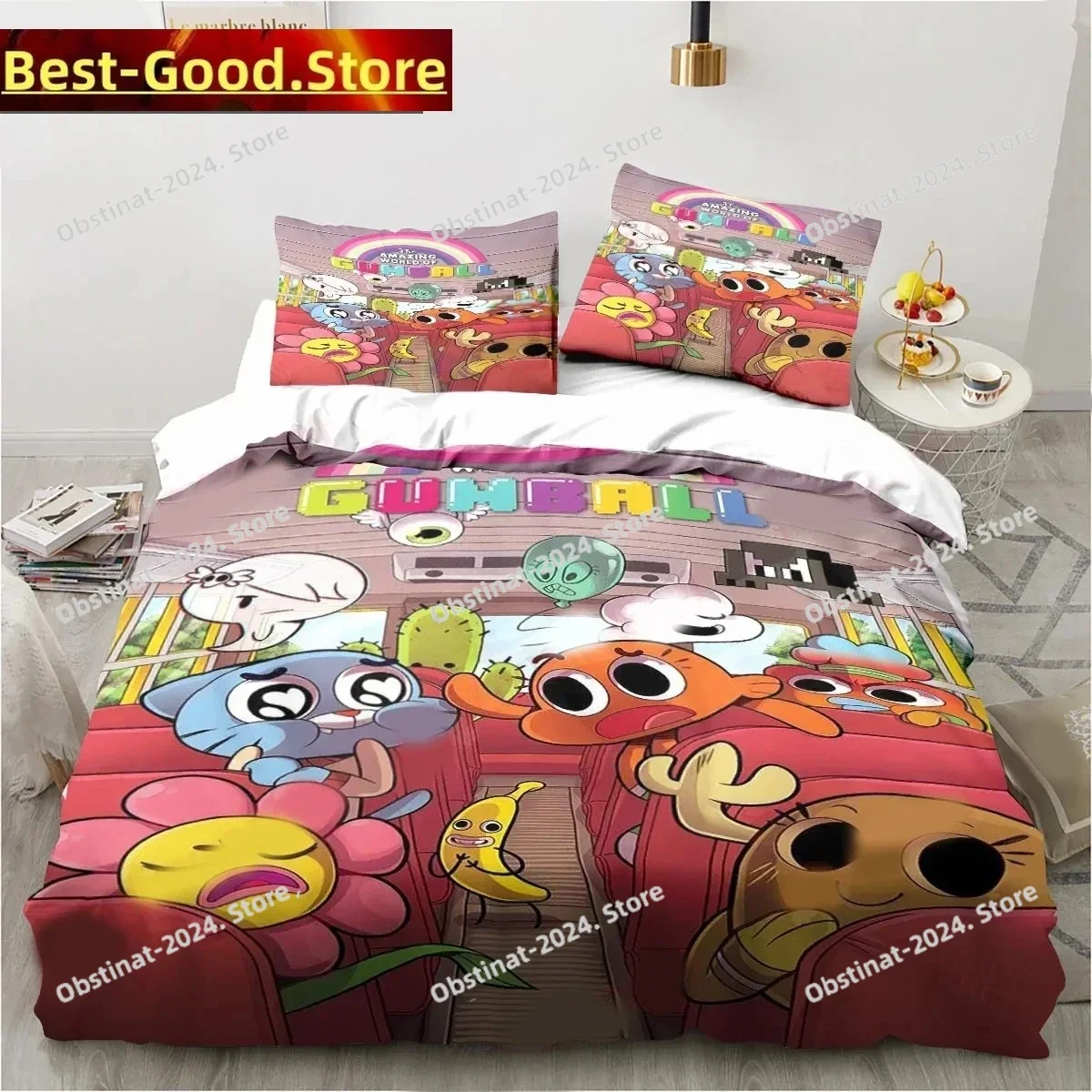

Cartoon The Amazing World Bedding Set Printed single Comforter Quilt Bed Cover Duvet Cover Pillow Case 3 Pieces Kids Adult Size