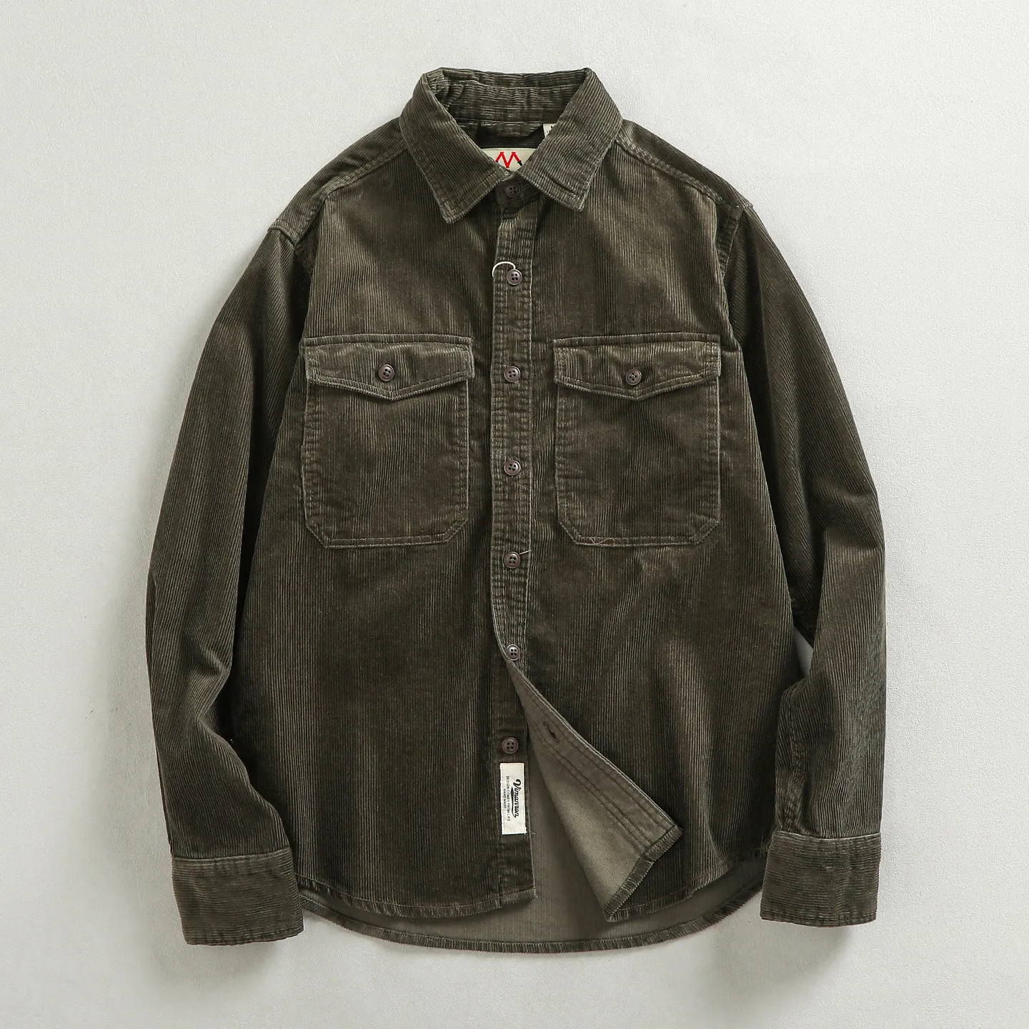 

100% cotton heavy corduroy washed workwear long-sleeved shirt men's comfortable shirt jacket