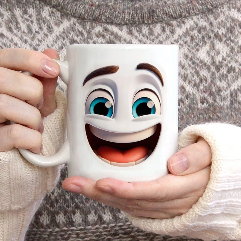 

Novelty Ceramic Coffee Mug with Handle Reusable Easy To Clean Anniversary Birthday Christmas Gift Tea Milk Cup Mugs 11OZ