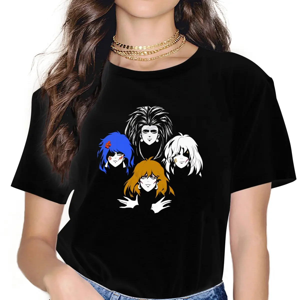 Vintage Bohemian Misfits Premium Classic T-Shirts Women Round Collar T Shirts Jem And The Holograms TV Short Sleeve Tees