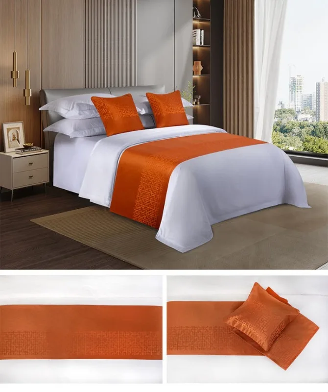 Simple Modern Solid Color Bed Towel Hotels Home Decorative Bed Flag Soft Comfortable Bed Tail Cushion Hugging Pillow Cover
