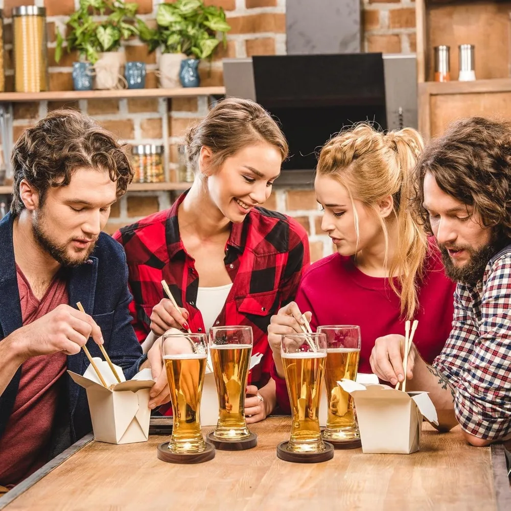 Houten onderzetters voor drankjes - Drinkonderzetterset van natuurlijk hout voor drinkglazen, tafelbladbescherming voor elk tafeltype