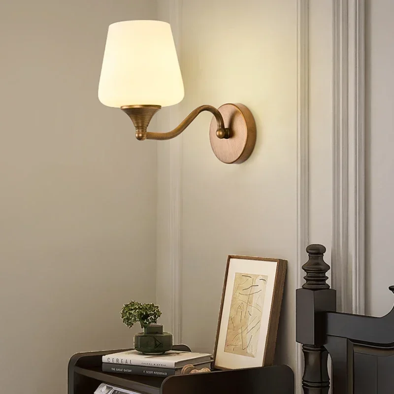 SANDYHA Retro Nordic Glas Wandleuchte LED Leuchte für Wohnzimmer Schlafzimmer Nachttisch Studie Dekorative Beleuchtung