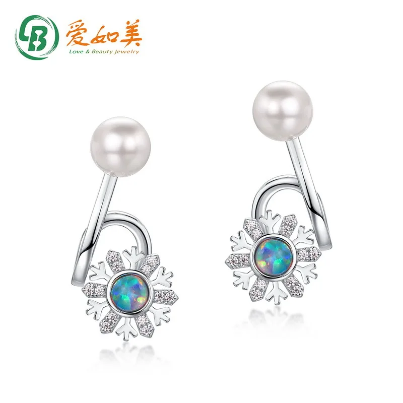 

New Fashion Style Snow Earrings 18K Gold PT950 Platinum Silver Plated 7-Layer Gold Opal Earrings Retro Earrings