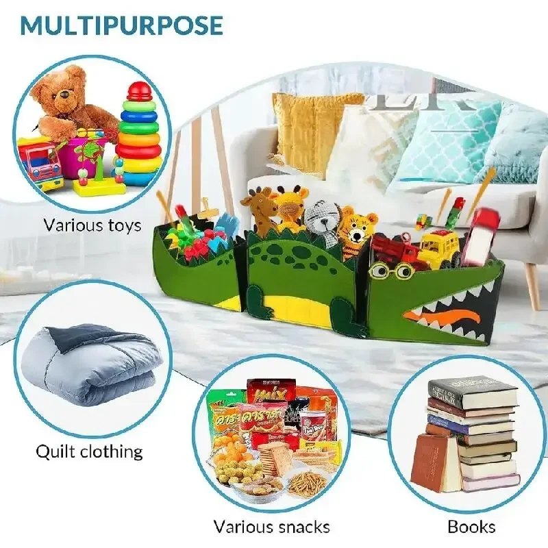 Kids Toy Storage Organizer Large Felt Storage Basket, Detachable Storage Box, Crocodile Storage Bucket