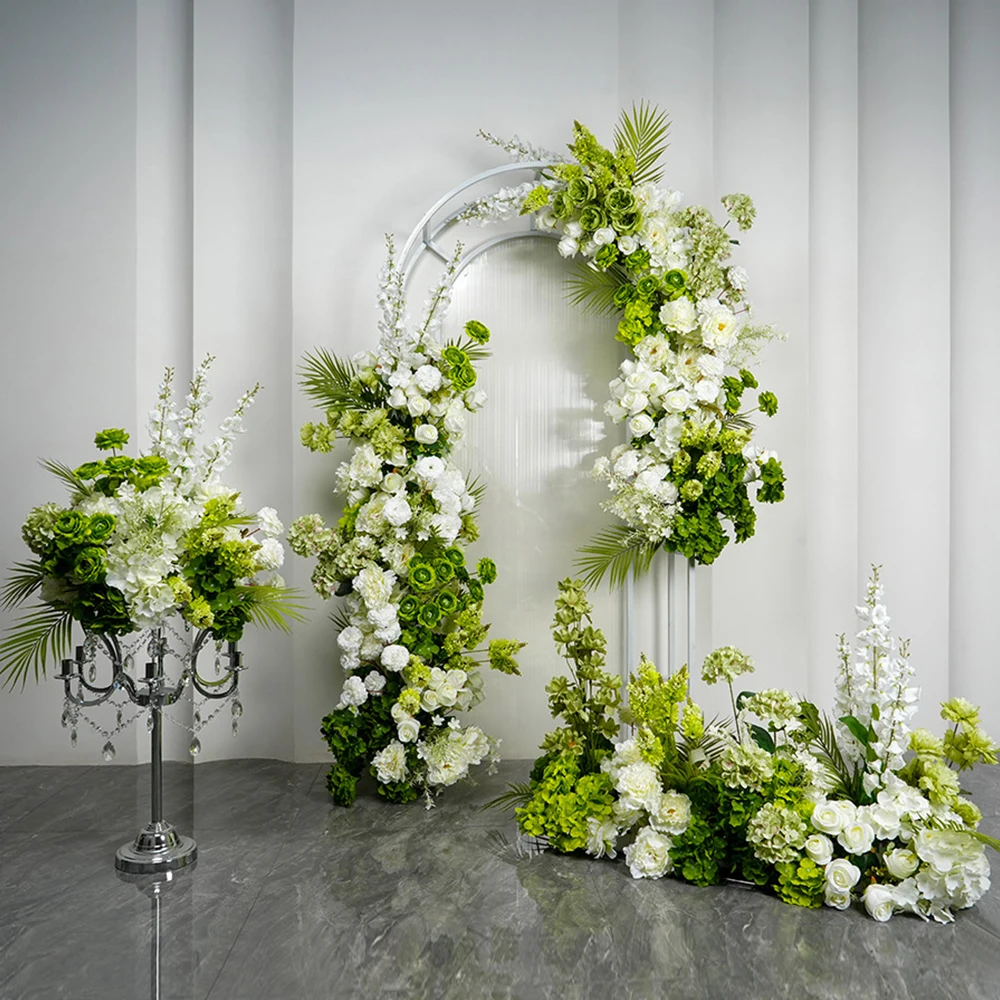 Luxury White Green Arrangement Wedding Backdrop Arch Hang Flower Row Table Centerpiece Event Party Floor Floral Supplies Deco - view 6