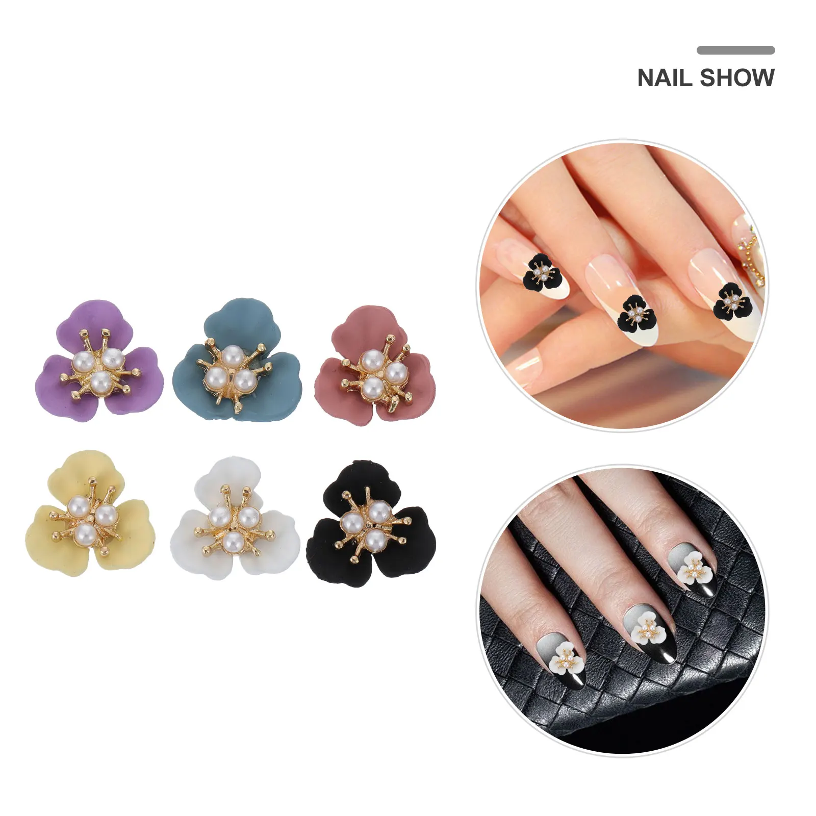 

12 Pcs Nail Art Decorating Stickers Rivets Jewelry Decorations Pearls Charm Jewelryy Alloy Flower for Nails