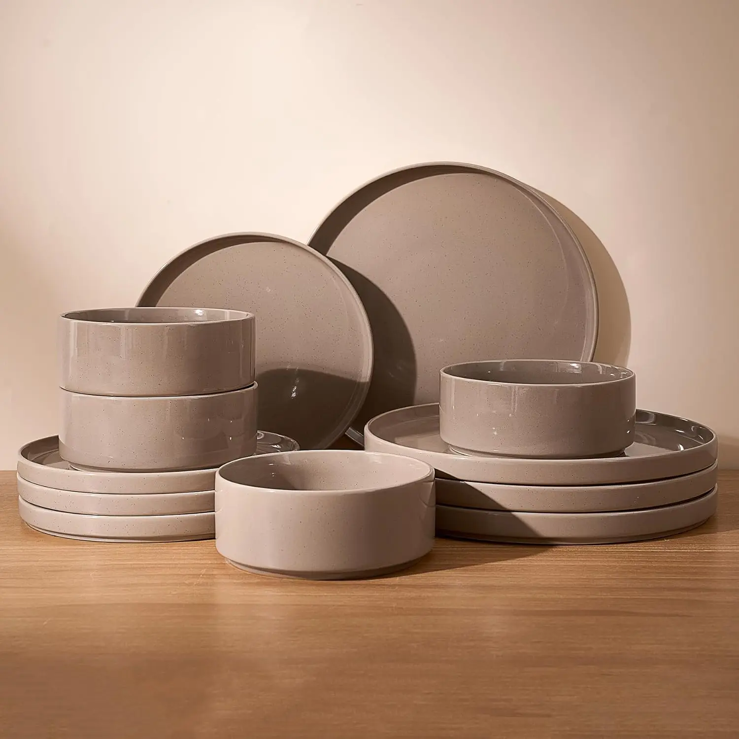 

Nebula Plates and Bowls Set, 12 Pieces Dinnerware Sets, Dishes Set for 4, Cinnamon Brown