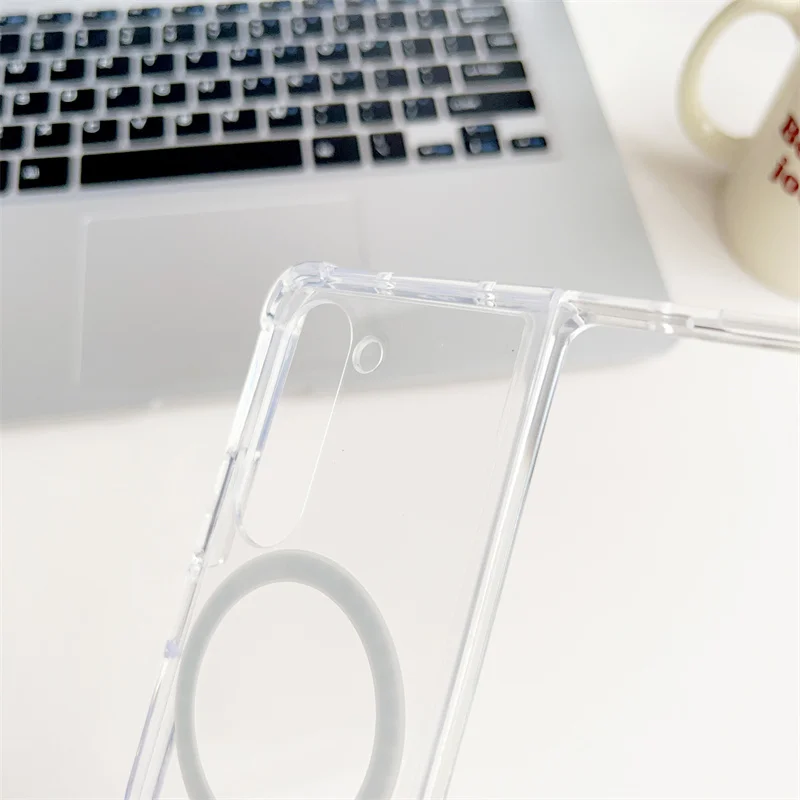 Magnetic Clear Phone  Case For Samsung Galaxy Z Fold 6 5 4 3 5G Z Flip 6 5 4 3 5G For Macsafe Wireless Charging Shockproof Cover