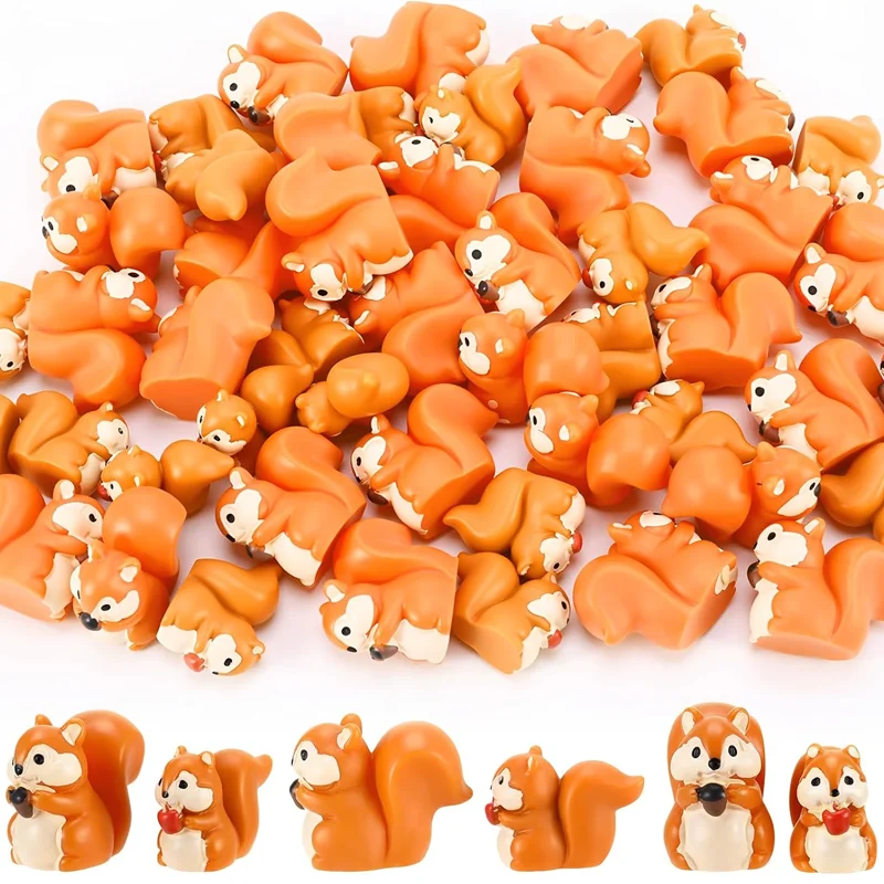 5/10 Pcs Mini Resin Squirrel Miniature Animal Figurines for DIY Craft Micro Landscape Ornament Decoration