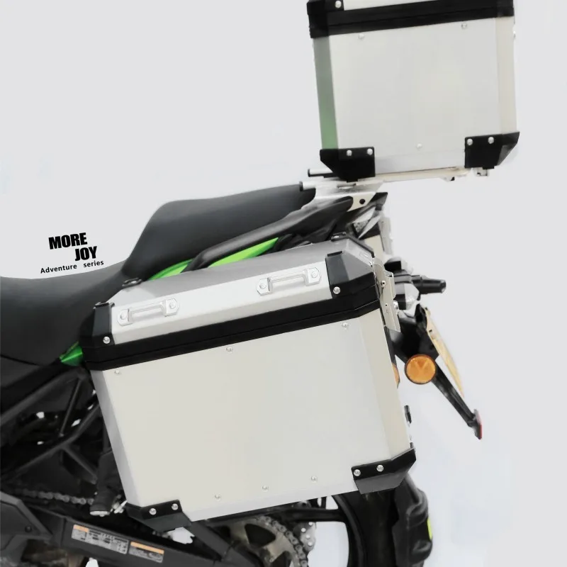 Aluminum Side Box Motorcycle Trunk Tail Box Storage Case with Steel Rack Side Saddlebag Storage Trunkfor Kawasaki Versys 650