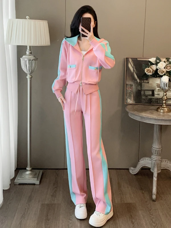 

Chic Korean Early Autumn Hong Kong Sle Sweatirt Casual Sportswear Set Women's Spring Autumn High-End Feelings