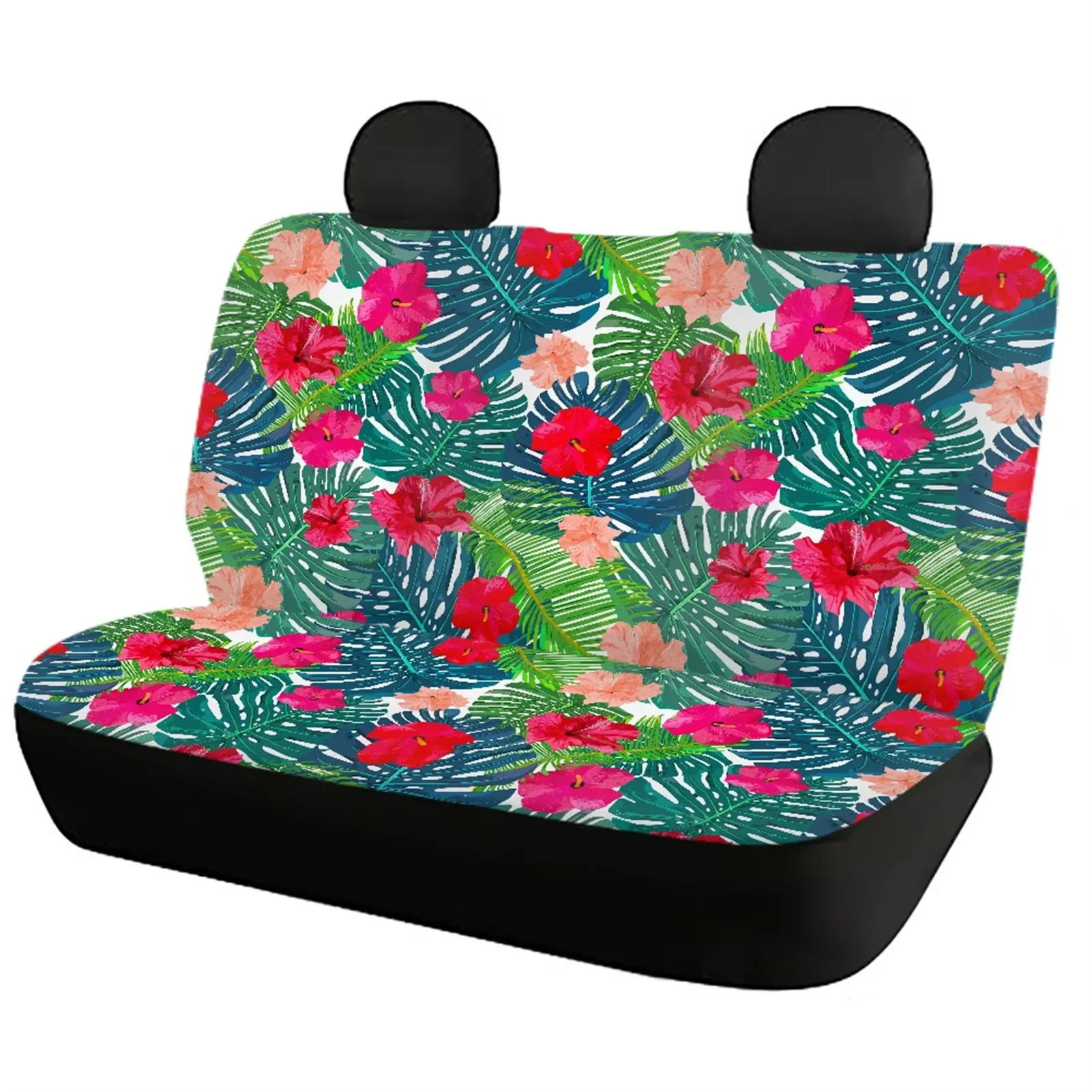 Car Seat Covers Hawaiian Hibiscus Flower 3D Design Pattern Vehicle Seat Cover for Women Mens Full Set 4Pcs Fit Most of Autos