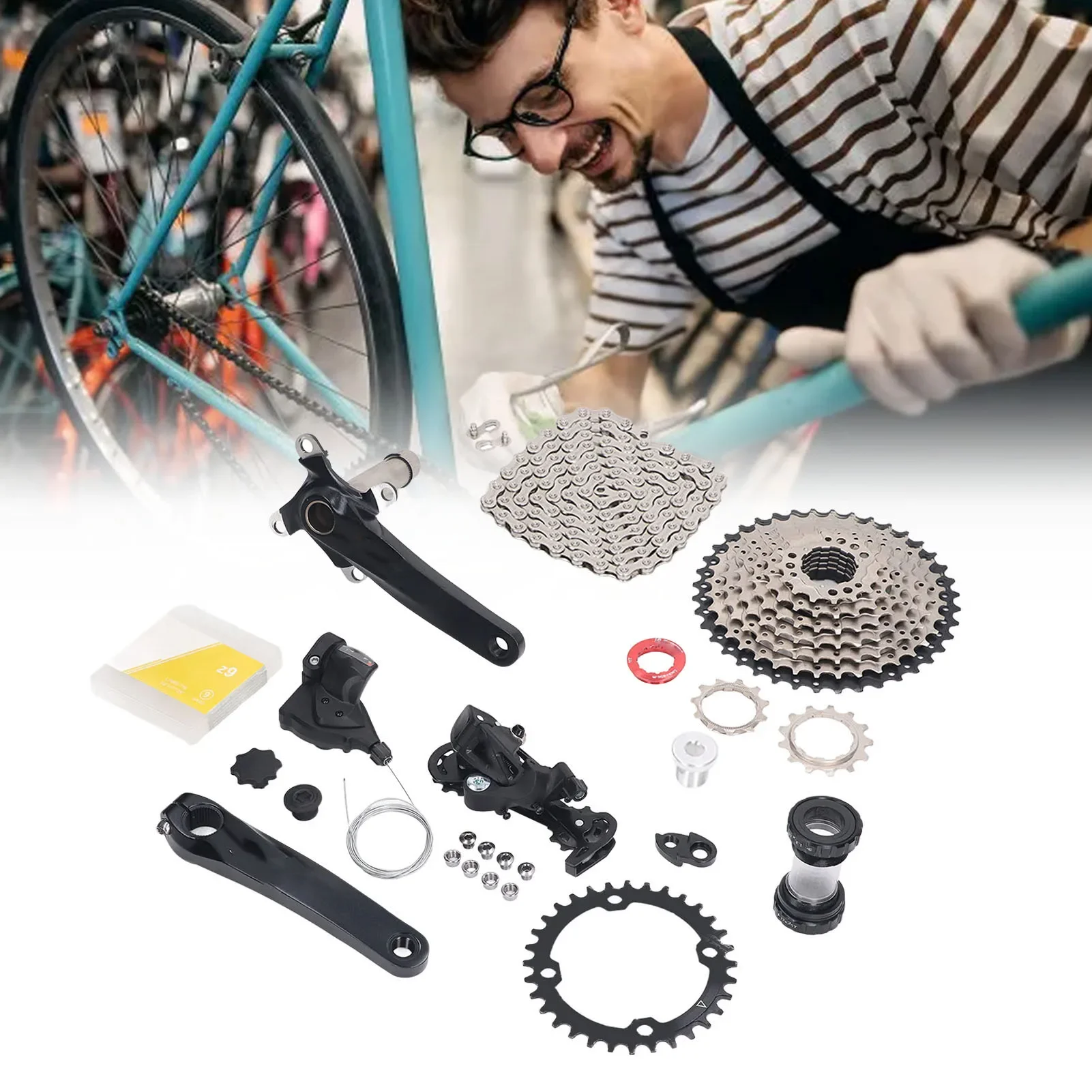 

9 Speed Groupset 11 To 40T Bike Speed Cassette Crank Shift Lever Rear Derailleur Chain Set 32T Crankset