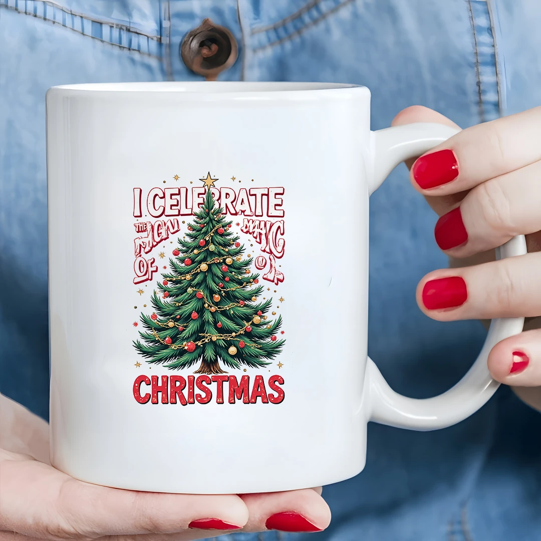 11oz شجرة عيد الميلاد القدح الكرتون شجرة عيد الميلاد زخرفة كوب معزول للأطفال زجاجة ماء هدية الكريسماس الأسرة مكتب فنجان القهوة #5