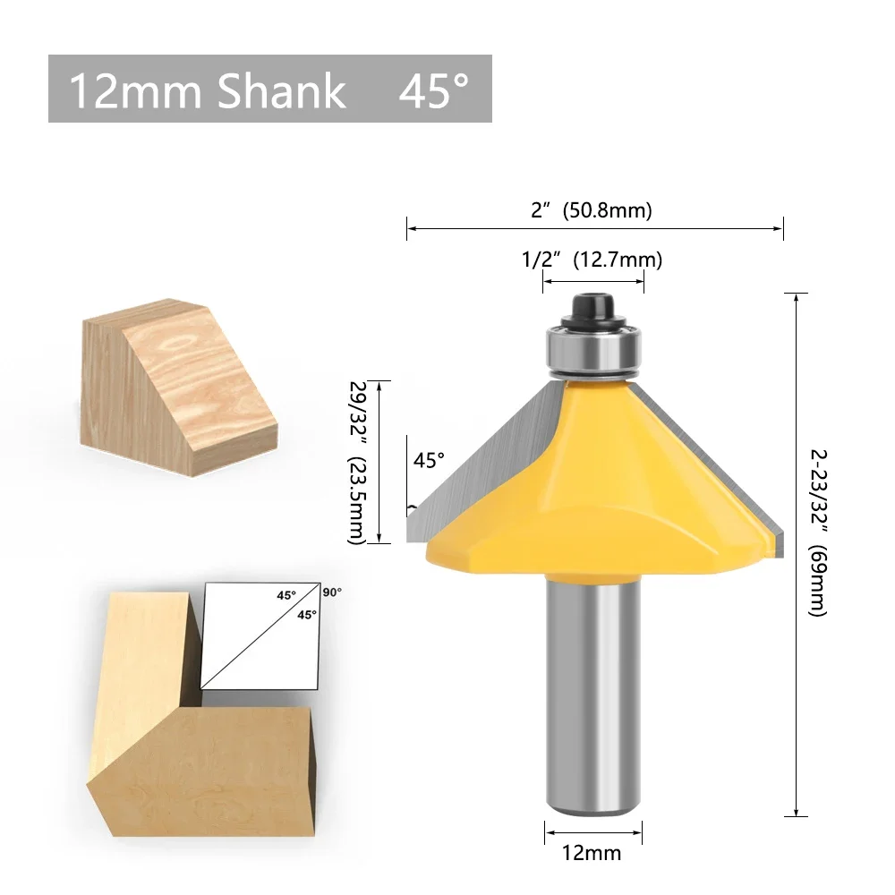 LAVIE V-Nuten-Fräser-Set 5-teilig, 12mm Schaft Hartmetall-Fasenfräser 11,25 ° -45 ° Für Holz-CNC – Detail 12